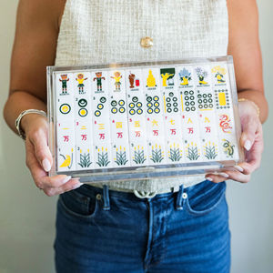 Fichas de Mahjong Americanas de Acrílico de Lujo con Temática Universitaria de los BU Bears, Entretenimiento Portátil, Listas para Enviar - Product Image 1
