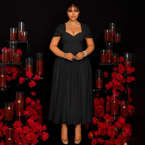 Robe grande taille pour femmes, robe décontractée d'été élégante à col en V, robe longue à ligne A, robe pour femmes africaines - Product Image 4
