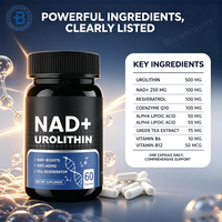 Complément alimentaire OEM Nad Plus Booster, marque privée, 500 mg, 1000 mg, Urolithin A, compléments alimentaires végétaliens pour la santé, soins de la peau, capsules Nad Urolithin