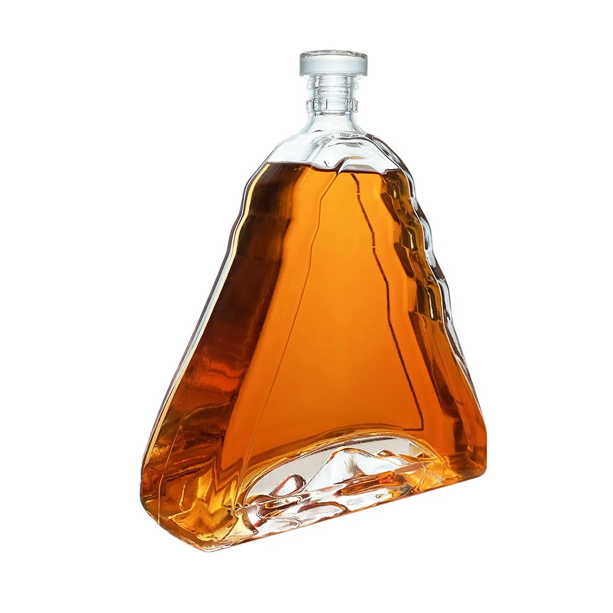 Флинтовый перерабатываемый стеклянный флакон 750 мл прозрачная треугольная пирамидальная стеклянная бутылка для виски