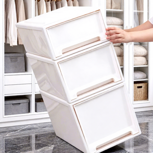 خزانة تخزين بلاستيكية شفافة بأدراج، منظم سطح المكتب للملابس والمنزل والمكتب، صندوق تخزين قابل للتكديس - Product Image 4