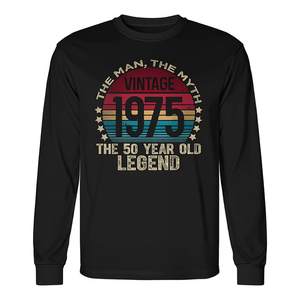 Chemise d'anniversaire Vintage Legend 1975 pour adulte, noire, petite taille, manches courtes, coton et polyester - Product Image 2