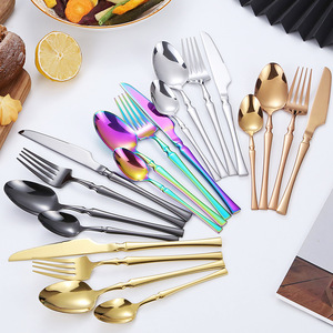 Stainless Steel Western Steak <strong>Gold</strong> Cutlery <strong>Set</strong> Parties Featuring Thin Small Waist Design Knife Fork Spoon <strong>Set</strong> for Event Gifts - Product Image 4