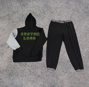 Automne décontracté tricoté 100% laine survêtement ensemble pantalons de survêtement évasés à capuche hommes survêtement personnaliser surdimensionné respirant fermeture éclair - Product Image 4