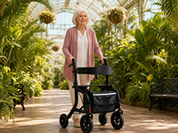 Déambulateur pliant portable avec siège, sac de courses 8,5 kg, capacité 136 kg, CE UKCA ISO pour personnes âgées