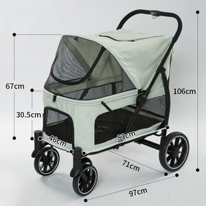 Katlanır 4-Wheel köpek arabası sırt çantası tarzı evcil hayvan taşıyıcı küçük köpekler ve kediler için seyahat için alışveriş yürüyüş oynarken - Product Image 2