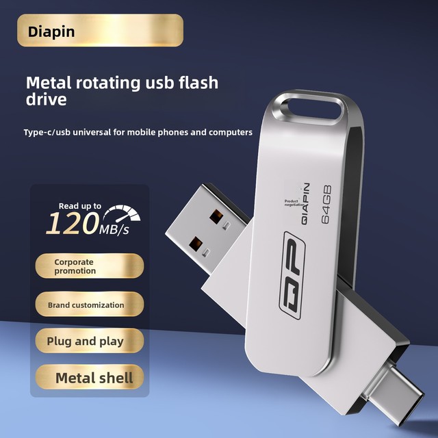 New Metal USB Flash Drive Type-C Android-Compatible 256GB High Capacity Dual-Use for Phones Computers Customizable Logo 1-Year