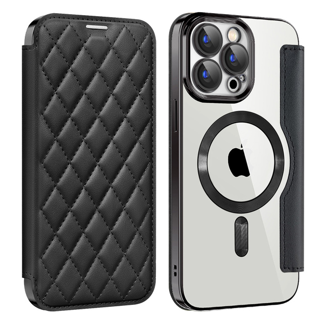 Electroplated Magnetic Leather Wallet Phone Cases for iPhone 16 Pro Max 15 Plus 14 13 12 11 S24 Ultra S23 FE S22 Card Solt Cover