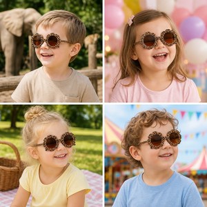 Animal Print <b>Kids</b> <b>Sunglasses</b> Camouflage Round Frame UV400 Party Glasses for Boys <b>Girls</b> Cute Fun - Product Image 5