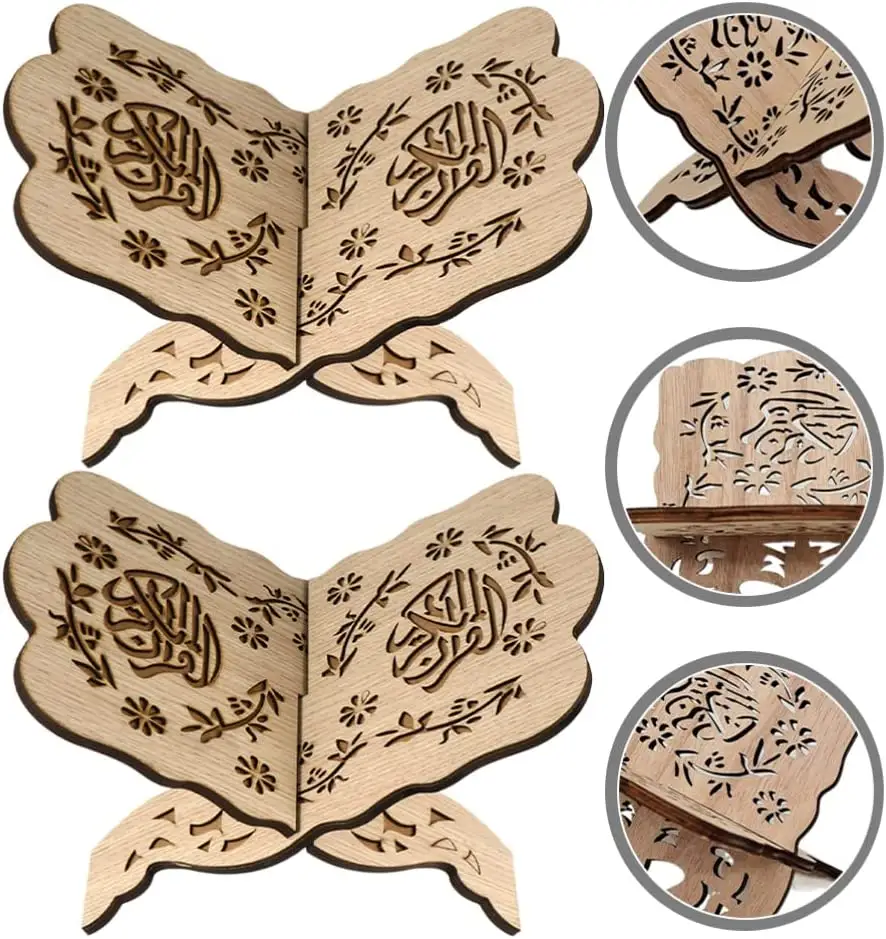 이슬람 선물 접는 나무 거룩한 성경 디스플레이 홀더 꾸란 스탠드 책 홀더