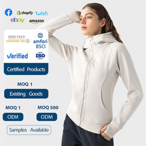 Vente chaude veste pour femmes légère fermeture à glissière complète à capuche coupe-vent respirant séchage rapide coton Fitness vêtements imprimer - Product Image 4