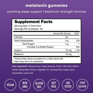 Gomitas de Melatonina de 5 mg de Marca Privada, Suplemento Dietético Premium para Mejorar el Sueño, 60 Unidades, Antienvejecimiento para Adultos - Product Image 2