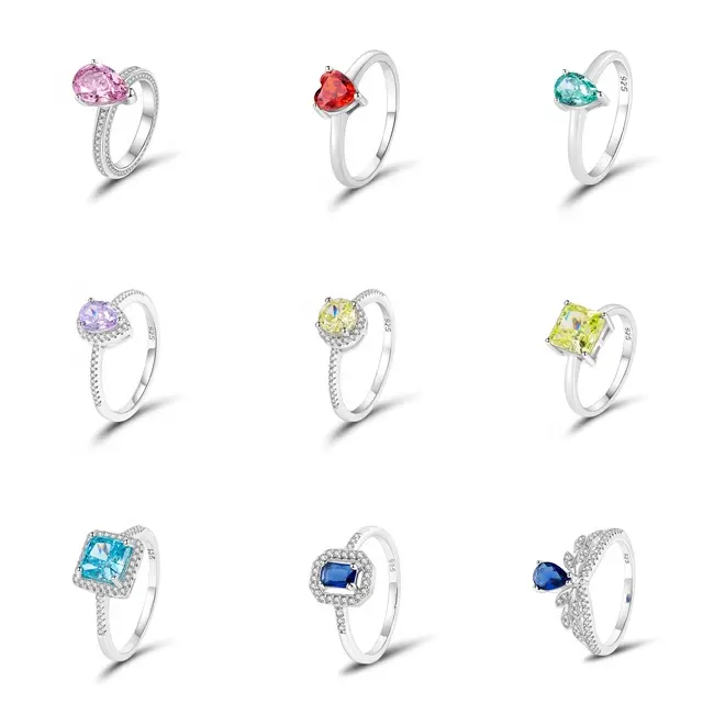 Neue Mode edlen Schmuck benutzer definierte 925 Sterling Silber Verlobung Hochzeit Diamant Edelstein Ringe für Frauen