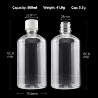 Bouteilles carrées en PET ambré bleu de 500 ml avec bouchons à vis, emballage liquide pour liquides oraux, boissons nutritionnelles