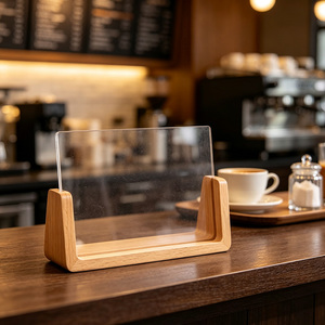 Support de menu vertical en acrylique transparent en forme de U, en <span class=keywords><strong>hêtre</strong></span> <span class=keywords><strong>massif</strong></span> naturel, personnalisé, pour café, restaurant, bureau - Vente en gros - Product Image 4