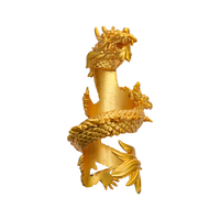 Ornement de col de bouteille de vin en alliage de zinc plaqué or, motif dragon enroulé, décoration détachable en métal pour bouteille d'alcool