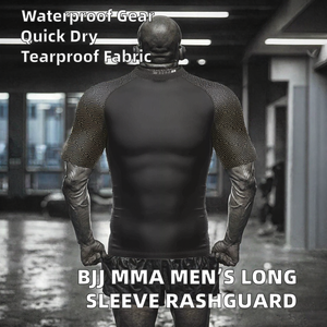 <b>BJJ</b> MMA <b>Rashguard</b> Men's Half Sleeve Compression UPF50+ Waterproof Eco-Friendly 220g Spandex Anti-Rip No-Gi Grappling Adults - Product Image 2