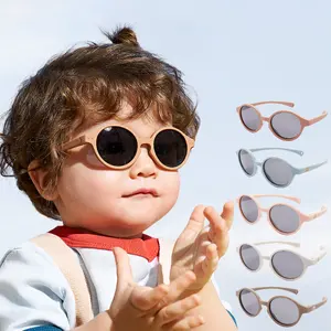 KOCOTREE kacamata hitam anak bayi, lensa mata bulat TPEE terpolarisasi, penahan matahari luar ruangan untuk balita