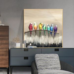 100% décoration de la maison peinte à la main perroquets colorés <span class=keywords><strong>peinture</strong></span> d'oiseaux à la main à l'<span class=keywords><strong>huile</strong></span> animale - Product Image 2