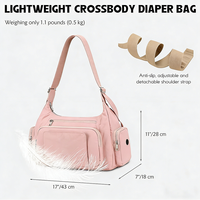 Sac à langer matelassé en gros, sac de rangement durable pour poussette, sac à bandoulière tendance pour femme avec distributeur de lingettes et de sacs poubelles