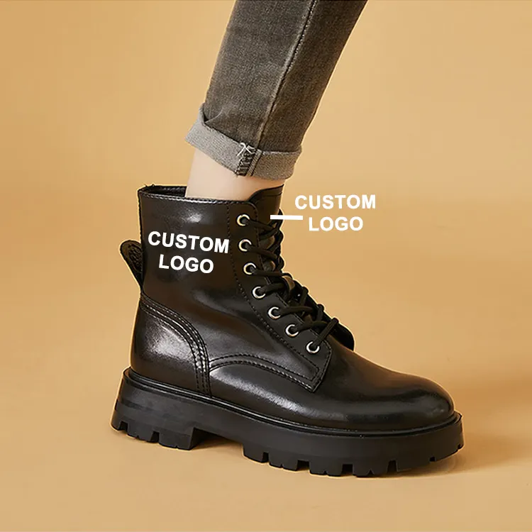 Custom Logo Oem Factory Genuine Leather Winterstiefel Sepatu Kulit Rubber Casual Winter Mens Women's Martins Boots Manufacturer