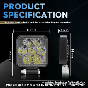 ไฟทำงาน LED ทรงสี่เหลี่ยมขนาดเล็ก 2.5 นิ้ว ยี่ห้อ Qideguan 7 หลอด 25 วัตต์ 6000 ลูเมน สำหรับรถจักรยานยนต์ รถยนต์ รถบรรทุก ไฟออฟโรด - Product Image 5