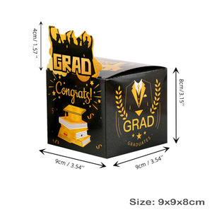 12 pièces/paquet Boîtes en carton en forme de chapeau de remise de diplôme pour bonbons, cadeaux, chocolats, emballage pour la décoration de fête de remise de diplôme - Product Image 5
