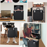 Portable verrouillable Train Case Record Box étanche disque vinyle stockage étui de transport maille sac personnalisable OEM Album Collection