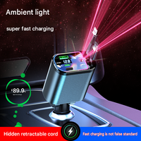 Chargeur de voiture rapide 5-en-1 PD 120W Starlight avec câbles rétractables, protection OTP/OVP, sortie 5V/3A