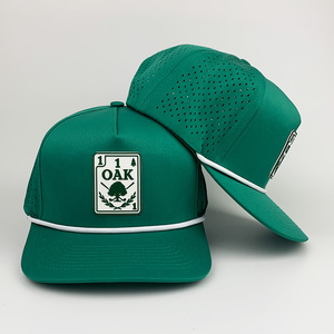 Club Company Customized Sports Waterproof 5 Panel Baseball Cap Hydro Breathable Rope Golf Hats with Rubber/PVC Logo Gorras - Product Image 4