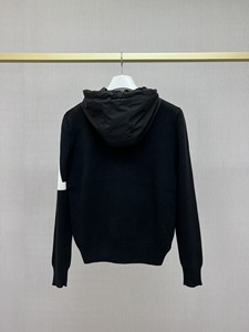Chaqueta con capucha y cremallera Mo ncler con mangas de punto en contraste - Product Image 2