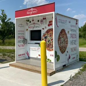 Kiosk Pizza Ngoài Trời Máy Bán Thức Ăn Bánh Ngọt Nóng Kiểu Pháp Máy Bán Hàng Tự Động Thông Minh Pizza Không Có Mái Che Mưa