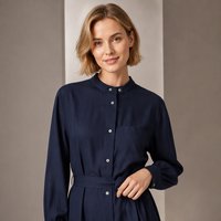 Robe Courte Décontractée Boutonnée pour Femme, Coupe Ample et Fluide, 100% Lin Anti-Plis, Taille Naturelle, Imprimé sur le Devant – Collection Été
