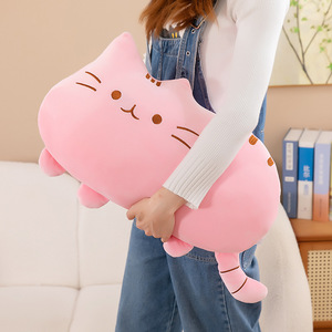 귀여운 고양이 만화 캐릭터 쿠션, 편안한 소파 허리 지지 플러시 장난감 선물, 사무실 쿠키 고양이 낮잠 쿠션 - Product Image 5