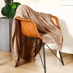 Heated Blanket 50*60 Inches Double Sided Extremely Soft Light Brown Flannel Electric Blanket Heated Throw Machine Washable