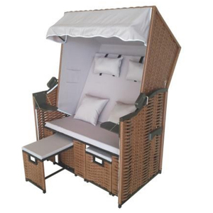 2024ชุดสวนชายหาดหรูหราดีไซน์ทันสมัยเก้าอี้อาบแดดหวายพร้อมหลังคาหวายและเฟอร์นิเจอร์กลางแจ้งที่มีหลังคา - Product Image 3