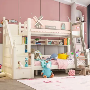 Luxury Modern Bedroom Furniture Children Bed Wood Storage Bunk Bed For Kids Solid Carton Box Bedroom Sets Small Bed For Girls