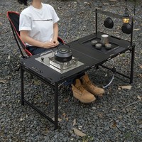 Nouvelle arrivée : table de camping barbecue semi-automatique à 2 unités, en aluminium, avec pieds hydrauliques, pliable