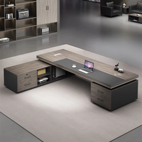 Escritorio moderno de lujo en forma de L para oficina ejecutiva, muebles modulares de madera para ordenador