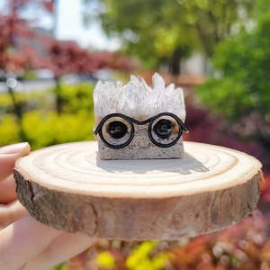 Gafas <span class=keywords><strong>de</strong></span> racimos <span class=keywords><strong>de</strong></span> cuarzo natural talladas a mano, <span class=keywords><strong>erizo</strong></span>, curación, Reiki, decoración <span class=keywords><strong>de</strong></span> mesa, regalo <span class=keywords><strong>de</strong></span> cristal - Product Image 3