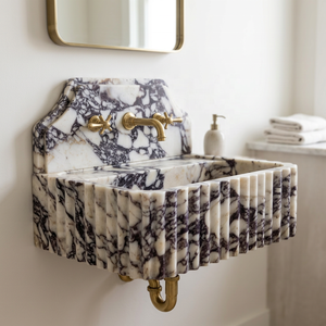 Tostone bianco Calacatta Viola marmo naturale lavello a parete per la casa moderna Villa Hotel bagno bagno interno vanità - Product Image 2