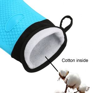 Novelty Kitchen Heat Resistant Food Grade Silicone and Cotton Double-Layer Customizable Custom <b>BBQ</b> Grill Oven Mitts Gloves - Product Image 3