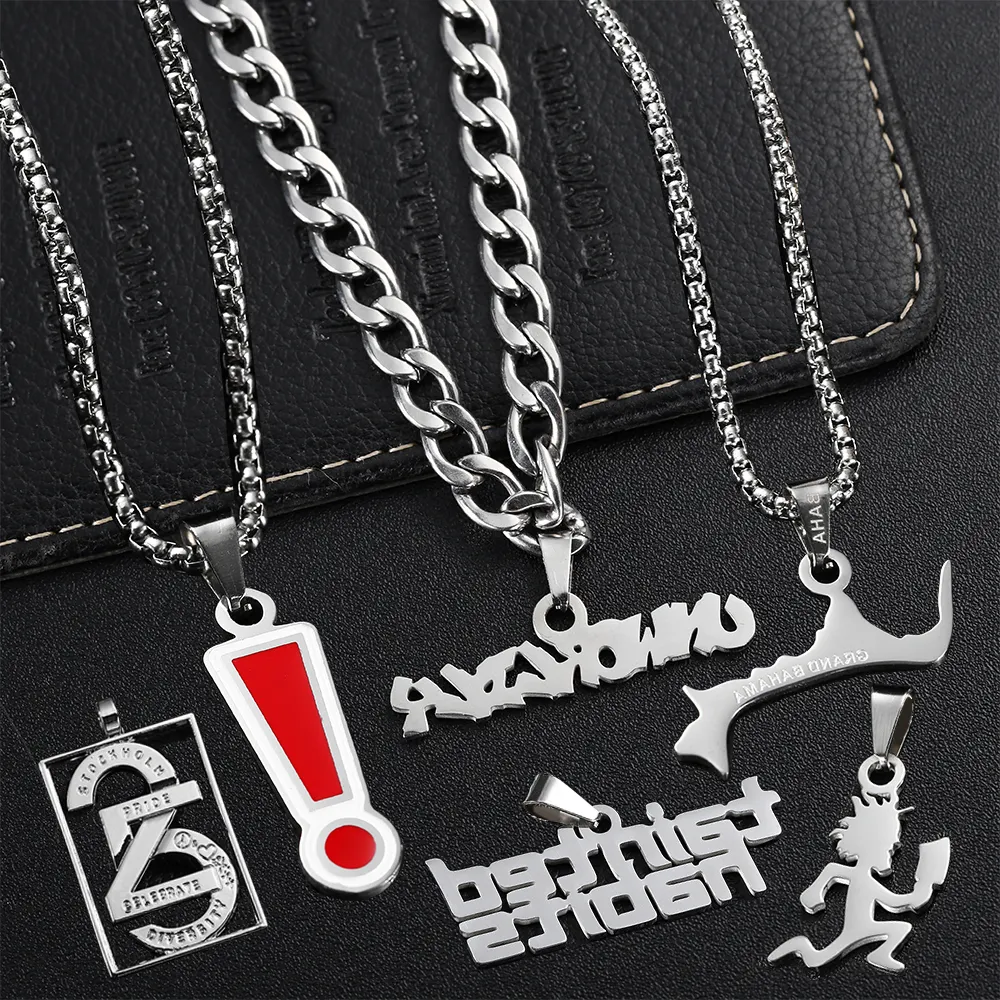 Gepersonaliseerde Aangepaste Symbolen Valentijnsdag Cadeau Hanger Ketting Roestvrij Staal Sieraden Custom Logo Heren Ketting Voor Mannen