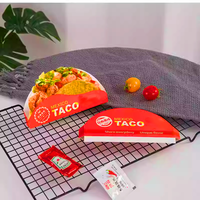 Emballages alimentaires en papier kraft biodégradable, écologiques, imperméables, portables, personnalisés, pour tacos, avec logo imprimé, taille personnalisée