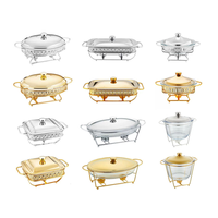 Nouveautés 3L – Plats de Présentation Chafing Dish en Acier Inoxydable Doré pour Hôtels, Restaurants, Mariages et Banquets – Bain-Marie en Verre pour Réchauffer les Aliments – Plat de Buffet