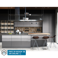 Meubles de cuisine modulaires modernes en bois massif personnalisés George Group avec évier, robinet, charnières et finition stratifiée en marbre de qualité E0/E1