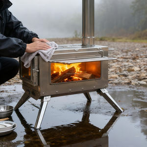 Nouveaux produits pour la maison, grande cheminée extérieure autoportante en métal et bois avec barbecue, Kamin Chemine - Product Image 3