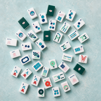 Jeu de Mahjong américain Light Lotus Butterfly - Quatre joueurs - Tuiles en acrylique - Design portable - Pour divertissement familial et cadeaux de fête
