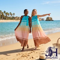 Robe d'été pastel à bretelles |   Robe de créateur de mode pour l'été et la plage |   Robes longues en mousseline de soie à coupe évasée pour femmes, vente en gros