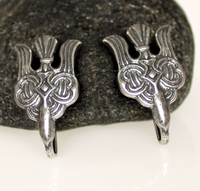 Petite paire de boucles de ceinture en bronze, style Viking, teintes aux plantes, avec fermoir corbeau, amulette
